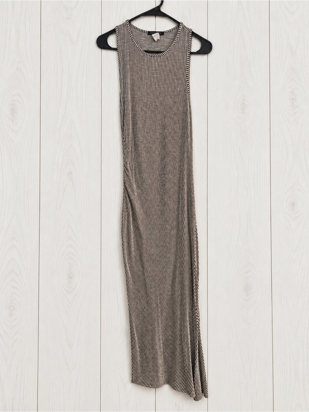 Sleeveless Striped Maxi Dress - Brown and White